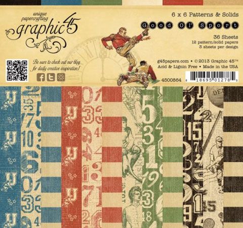 Набор бумаги Graphic45 «Good Ol Sport », 15х15см, 36л.