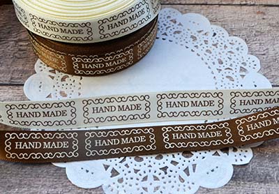 Набор атласных лент «Hand Made», коричневые 1.5 см, по 2 м.