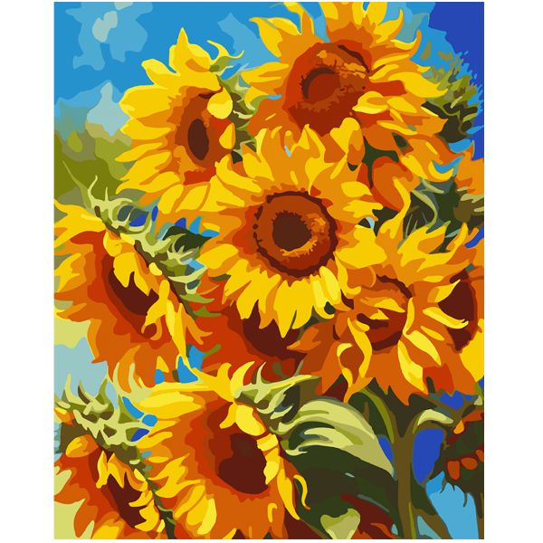 Картина за номерами «Яскраві соняшники», 40х50 см., SANTI - фото 1