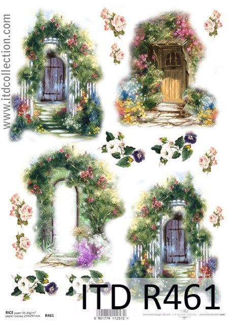Рисовий папір «Квіткові двері» А4 