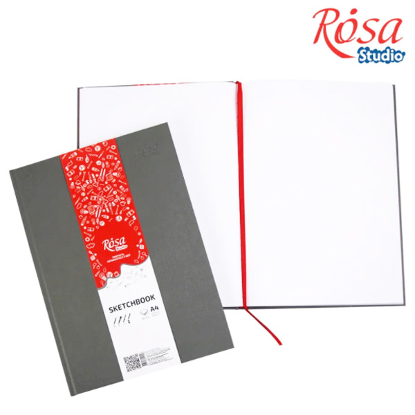 Блокнот для скетчу ROSA Studio А4 (21х29,7см), білий папір, СІРИЙ, 96 л., 100 г/м2 