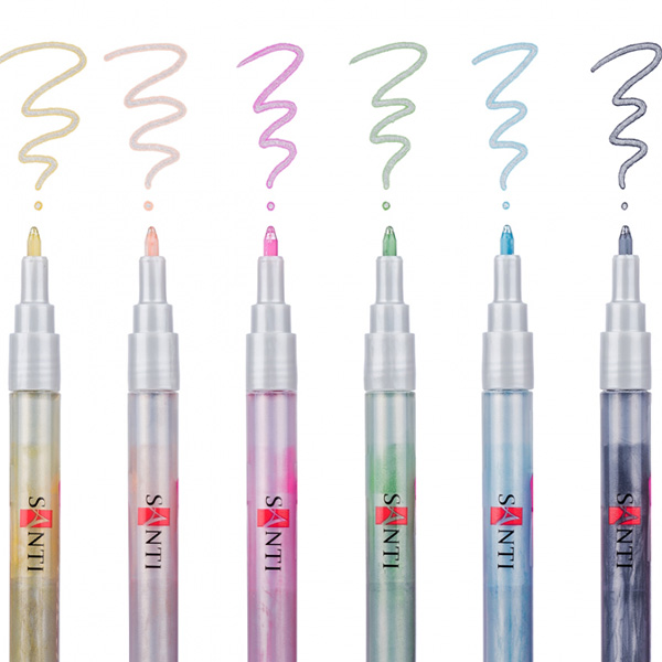 Набір двоколірних маркерів "Santi outline", 0,8 мм, 6 кольорів.  - фото 2