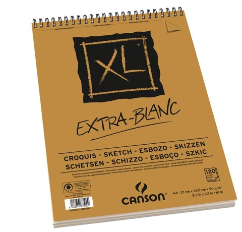 Блок бумаги для набросков и графики XL ExtraWhite (120 л.), 90 g, A3, Canson