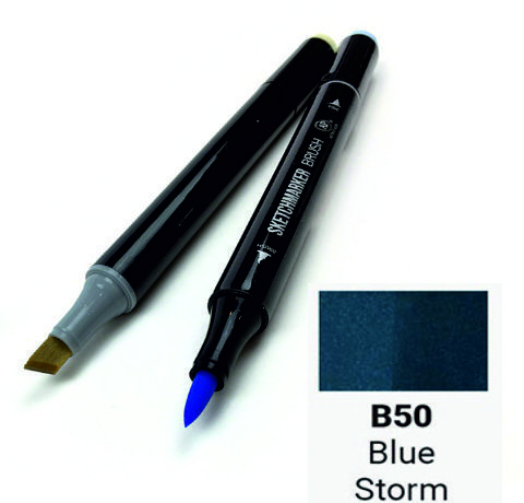 Маркер SKETCHMARKER BRUSH, цвет СИНИЙ ШТОРМ (Blue Storm) 2 пера: долото и мягкое, SMB-B050