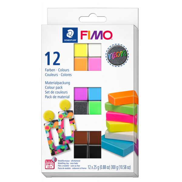 Набор полимерной глины FIMO «Effect Neon Colours»,12х25 гр - фото 1