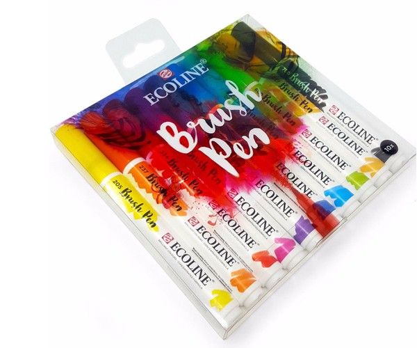 Набір акварельних маркерів Ecoline Brushpen, 10 кольорів.  - фото 1