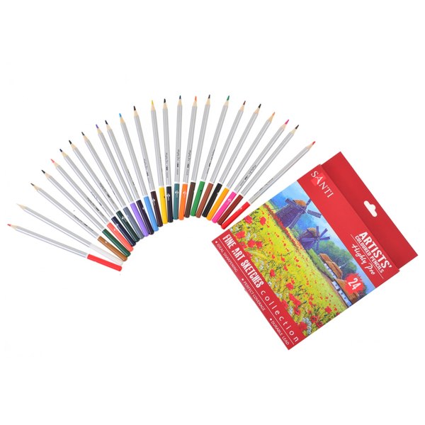 Набір художніх кольорових олівців "Santi Highly Pro", 24 шт.  - фото 3