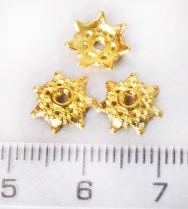 Обниматели для бусин «звездочка» 2х9 мм, светлое золото, (10 шт