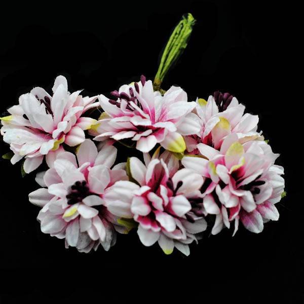 Букетик искусственных цветов хризантемы 6 шт/уп., РОЗОВЫЕ
