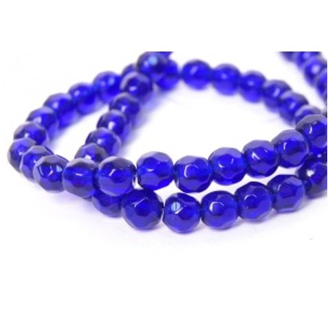 Стеклянные бусины, имитация хрусталя, Синие, 6 мм (50 шт./уп.)