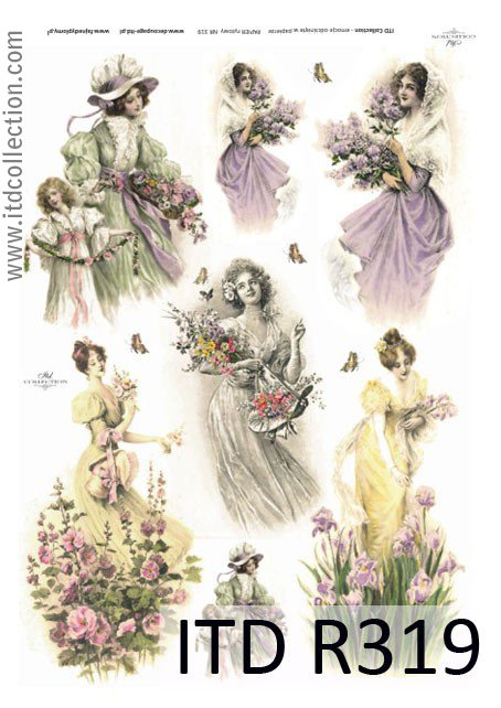 Рисовая бумага «Девушки с летними цветами» А4