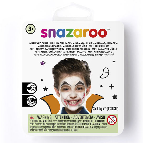 Snazaroo Набір фарб для аквагриму, Mini Face Paint VAMPIRE, 3x3,75 мл,  - фото 1