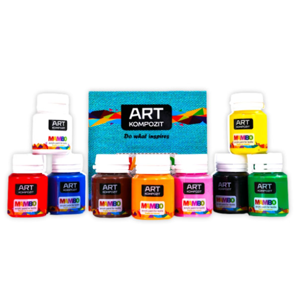 Краски для рисования по ткани MAMBO ART Kompozit, набор 9x20 ml - фото 2