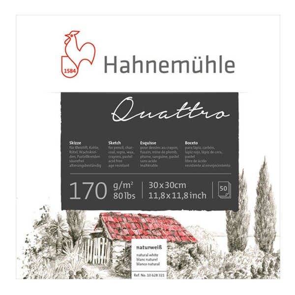 Альбом для набросков Hahnemuhle «Quattro», квадратная форма, 50л, 170г/м2, 30х30см