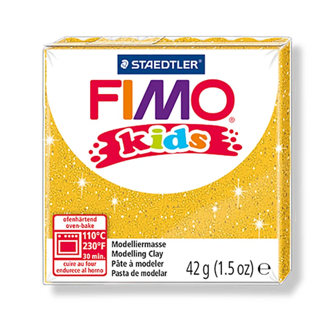 Полімерна глина FIMO Kids 42 гр. ЗОЛОТА З БЛИСТКАМИ 