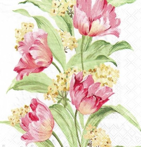 Салфетка Тюльпаны на пастельно-розовом фоне