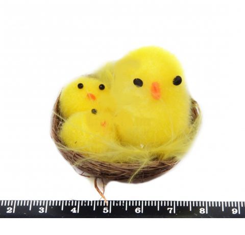 Декоративные цыплята с мамой в гнезде, 4x5 см