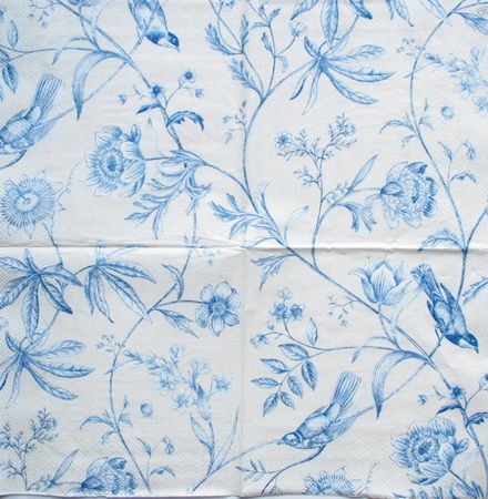 Салфетка   Гобелен с птицами синий