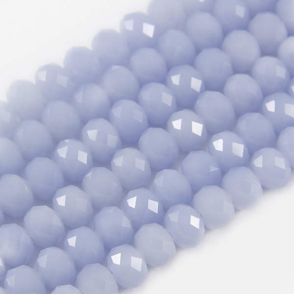 Намистини скляні грановані імітації. нефриту, Рондель, колір: Синій, 8х6 мм, 70 шт. 