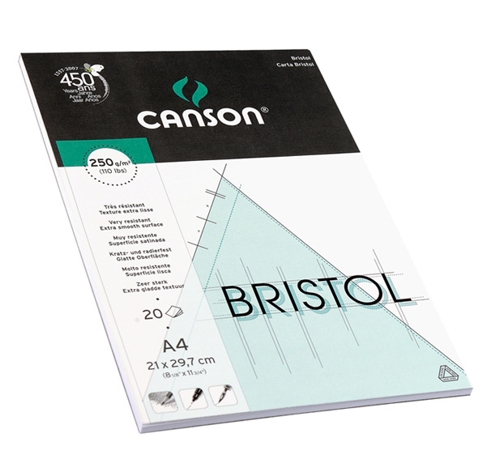 Блок-склейка для графики BRISTOL (20 арк.), 250 g, A4, Canson