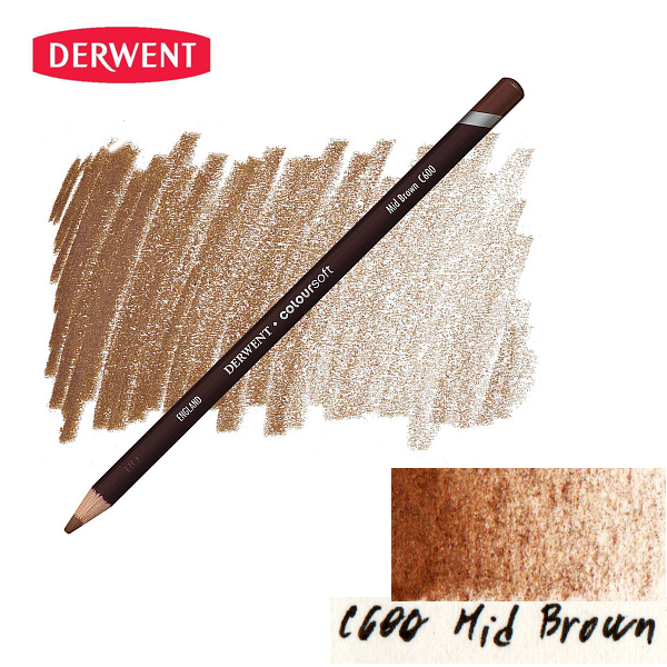 Олівець кольоровий Derwent Coloursoft (C600) Коричневий середній. 