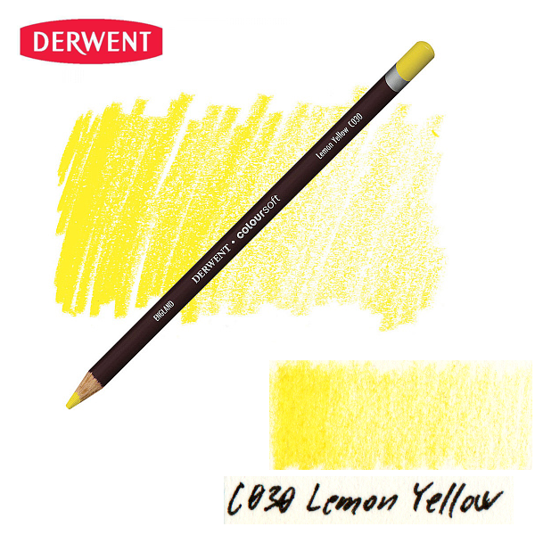 Карандаш цветной Derwent Coloursoft (С030), желтый лимон.