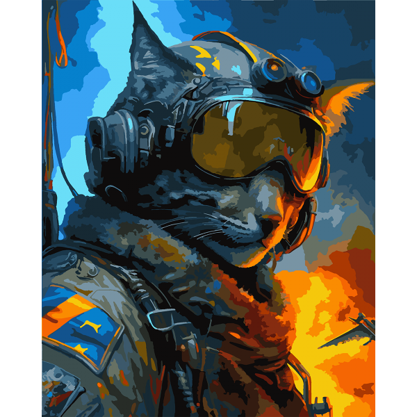 Картина по номерах «Бойовий кіт-привид», 40х50 см, SANTI - фото 1
