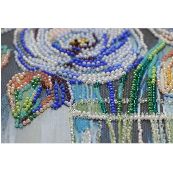 Набор для вышивки бисером на натуральном художественном холсте "Пастельный букет" 31x31 см - фото 2