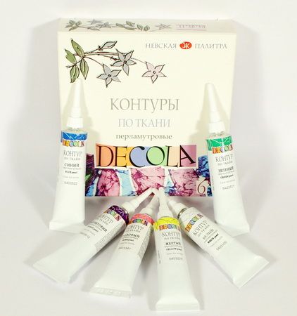 Набор контуров по ткани DECOLA (перламутр), 6 шт.