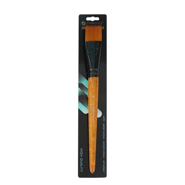 Синтетичний плоский пензель Xin Bowen, лакована коротка ручка. №12