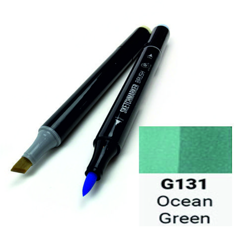 Маркер SKETCHMARKER BRUSH, цвет ЗЕЛЕНЫЙ ОКЕАН (Ocean Green) 2 пера: долото и мягкое, SMB-G131