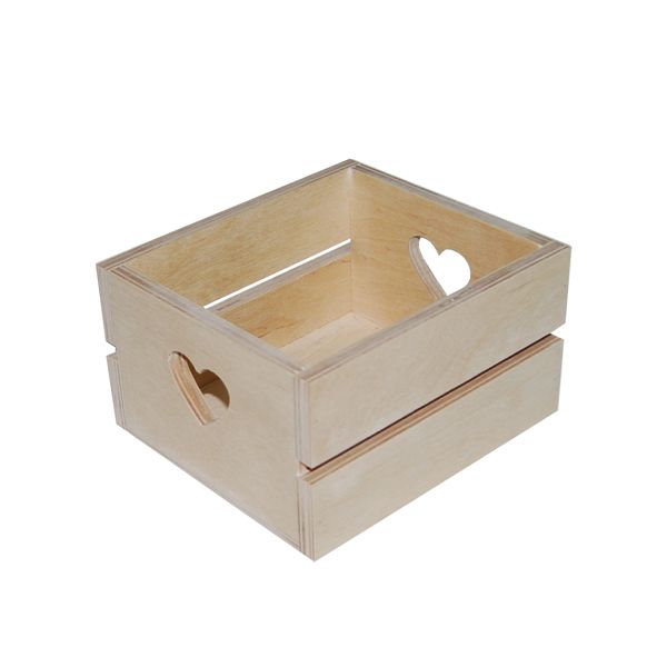Деревянный реечный ящик с сердцами, 17х15х10 см
