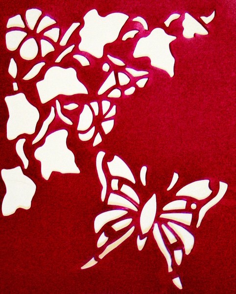 Трафарет многоразовый самоклеющийся «Цветы и бабочка»
