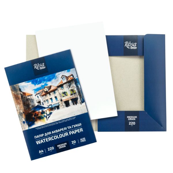 Папка для акварели А4 (21*29,7см), 220г/м2, 20л, Среднее зерно, ROSA Studio - фото 4