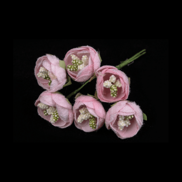 Букетик штучних квіточок з тичинками 6 шт/уп., СВІТЛО-РОЖОВІ  - фото 1