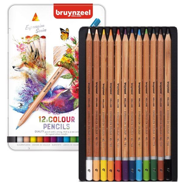 Набор цветных карандашей Bruynzeel "EXPRESSION" 12 цветов, метал. коробка - фото 1