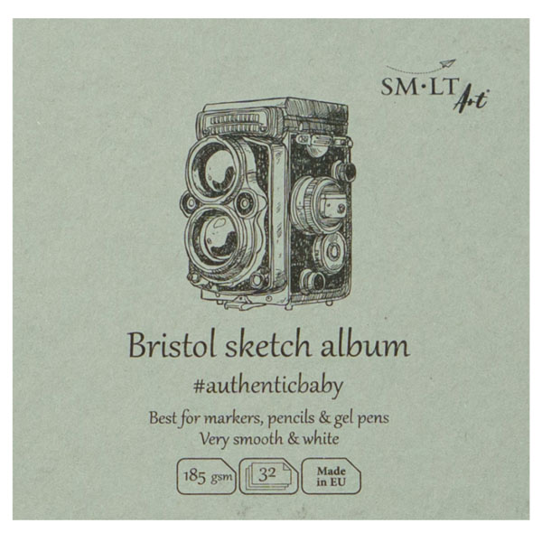 Альбом для ескізів AUTHENTIC Baby (Bristol) 9*9 см, 185 г/м2, 32л, гладкий білий папір, SMILTAINIS  - фото 1