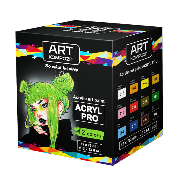 Набір художніх акрилових фарб ArtKompozit "Acryl PRO", 12x75 ml  - фото 1