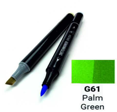 Маркер SKETCHMARKER BRUSH, цвет ЗЕЛЕНАЯ ПАЛЬМА (Palm Green) 2 пера: долото и мягкое, SMB-G061