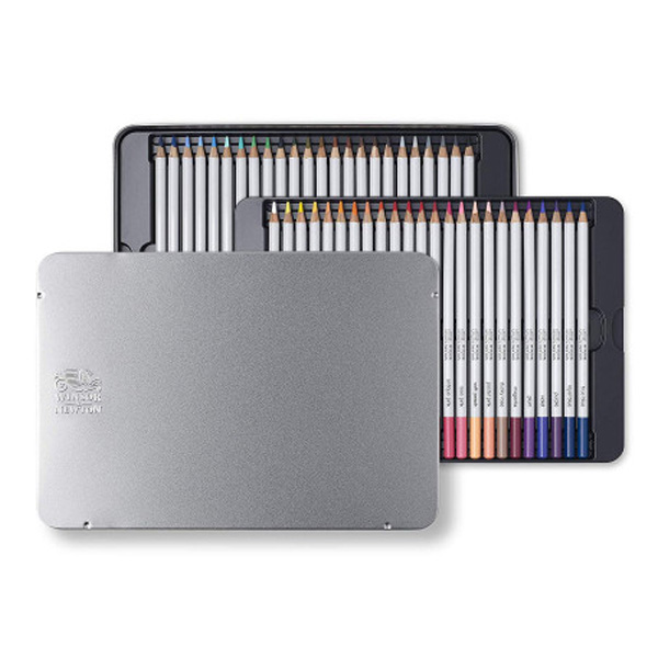 Winsor набір кольорових олівців, метал. пенал Coloured pensil tin, 48 шт  - фото 1