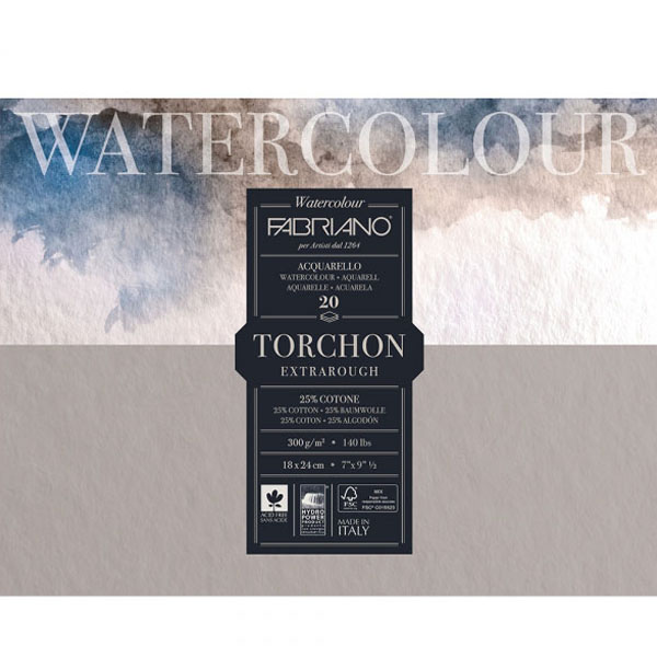 Блок-склейка для акварели Watercolour Torchon Extra Rough, Fabriano 18х24 см, 300 г/м2, 20 л,  - фото 1