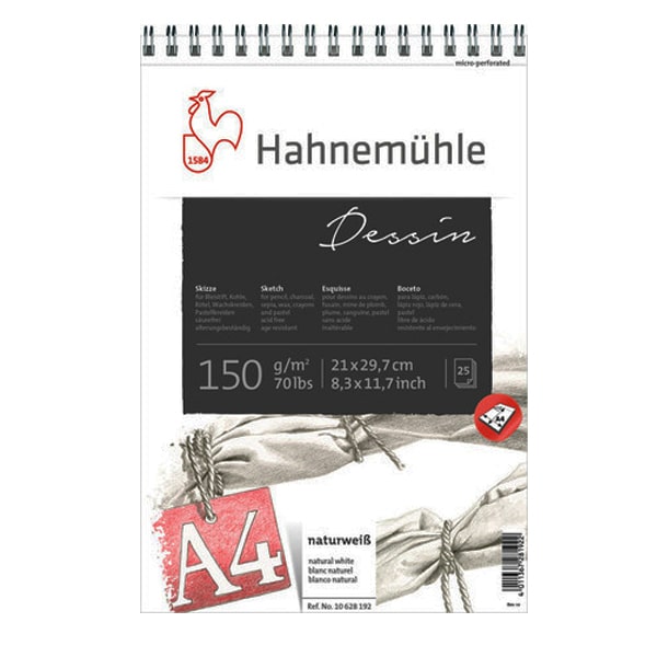 Альбом для начерків Hahnemuhle «Dessin» на спіралі, А4, 25л, 150г/м2 
