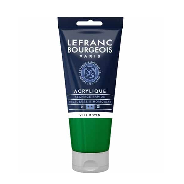 Краска акриловая Lefranc Fine Acrylic Color 80 мл, #561 Medium green (Средний зеленый)