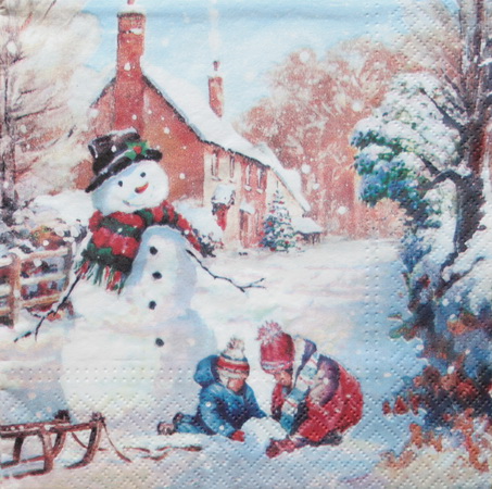 Салфетка Снеговик и дети