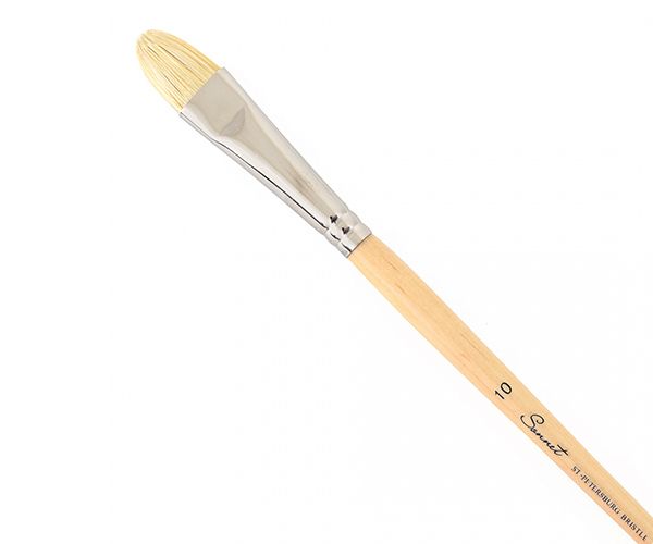 Кисть щетина «Сонет» овальная, длинная ручка, покрытая лаком, №10 ширина 22 мм