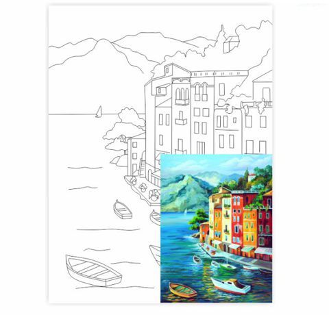 Полотно на картоні з контуром «Морські пейзажі №1», 30х40см, бавовна, акрил, ROSA START  - фото 1