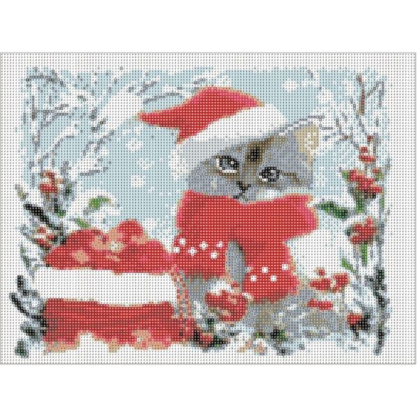 Алмазная мозаика SANTI "Рождественский котик", 30*40 см  - фото 4