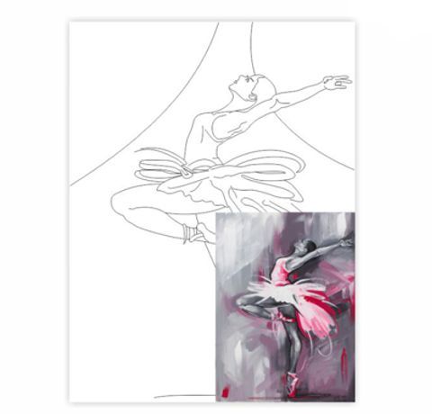 Полотно на картоні з контуром «Балерина», 30х40см, бавовна, акрил, ROSA START  - фото 1