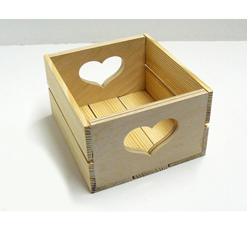 Деревянный ящик «Сердца», малый прямоугольный, №784, 15х17см