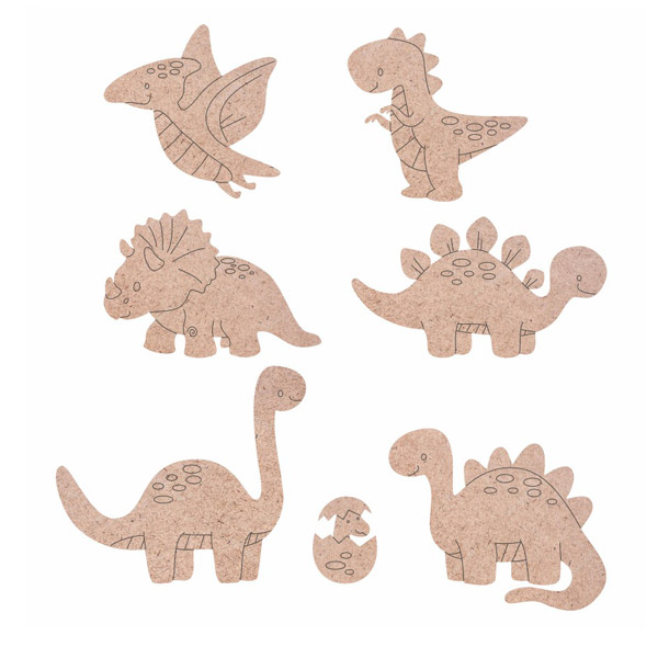 Набор заготовок для декорирования «Динозавры», ДВП, 7 шт/уп с магнитной лентой, ROSA TALENT - фото 1